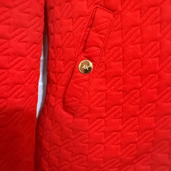 Anne Klein Red Quilted Moto Jacket Zip Front Size M - Picture 8 of 10